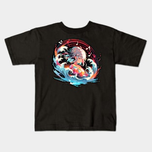 music waves - anime style Kids T-Shirt